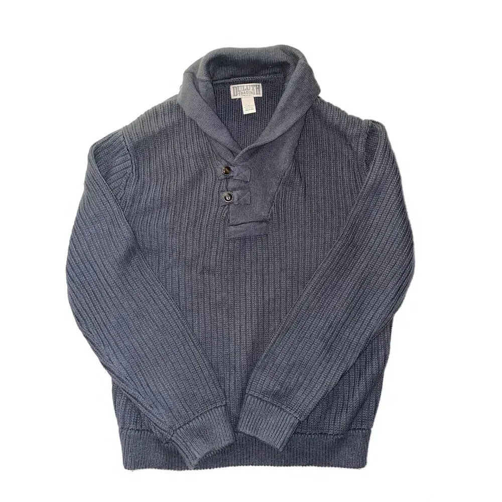 Duluth Trading Company Men's Size XL Gray Brigadier Shawl‎ Collar Sweater Wool